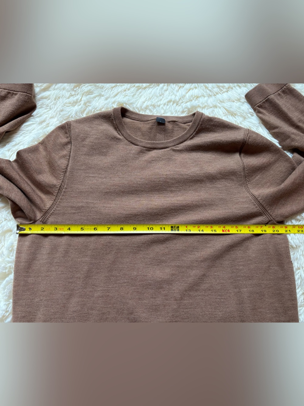 Lululemon Merino Wool Crewneck Sweater Brown Curved Hem Women’s Size Large - Picture 6 of 7